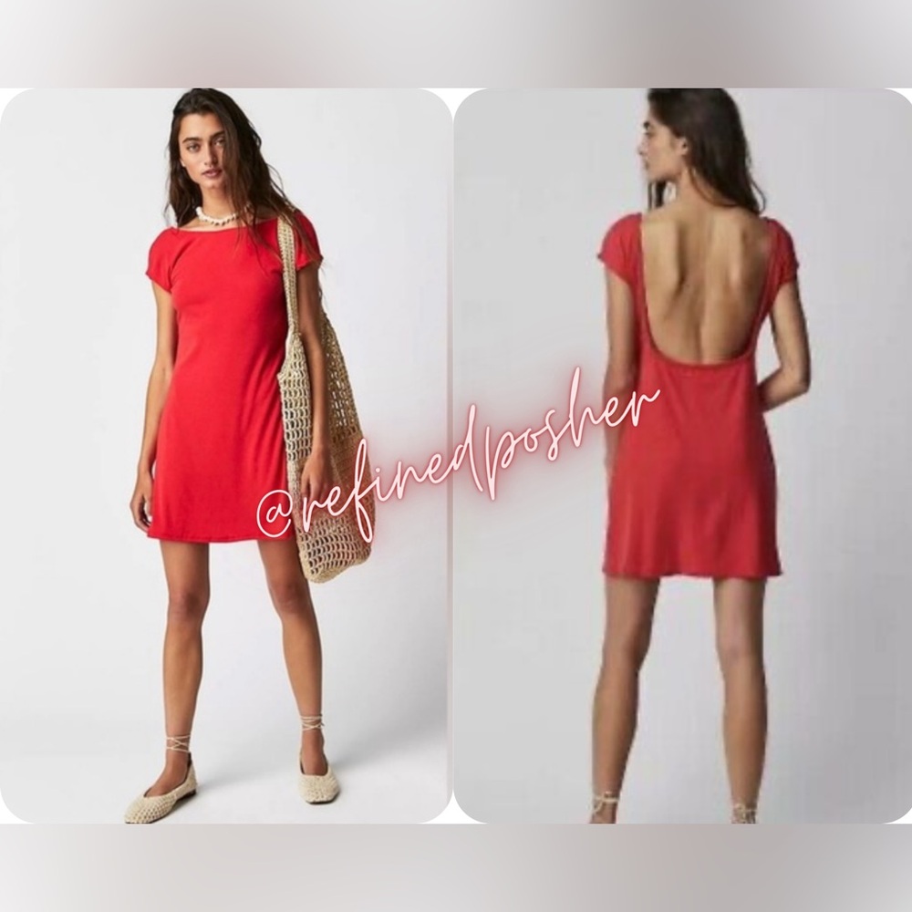 Free People Beach Rosalia Low Back Mini Dress size Small NEW Red